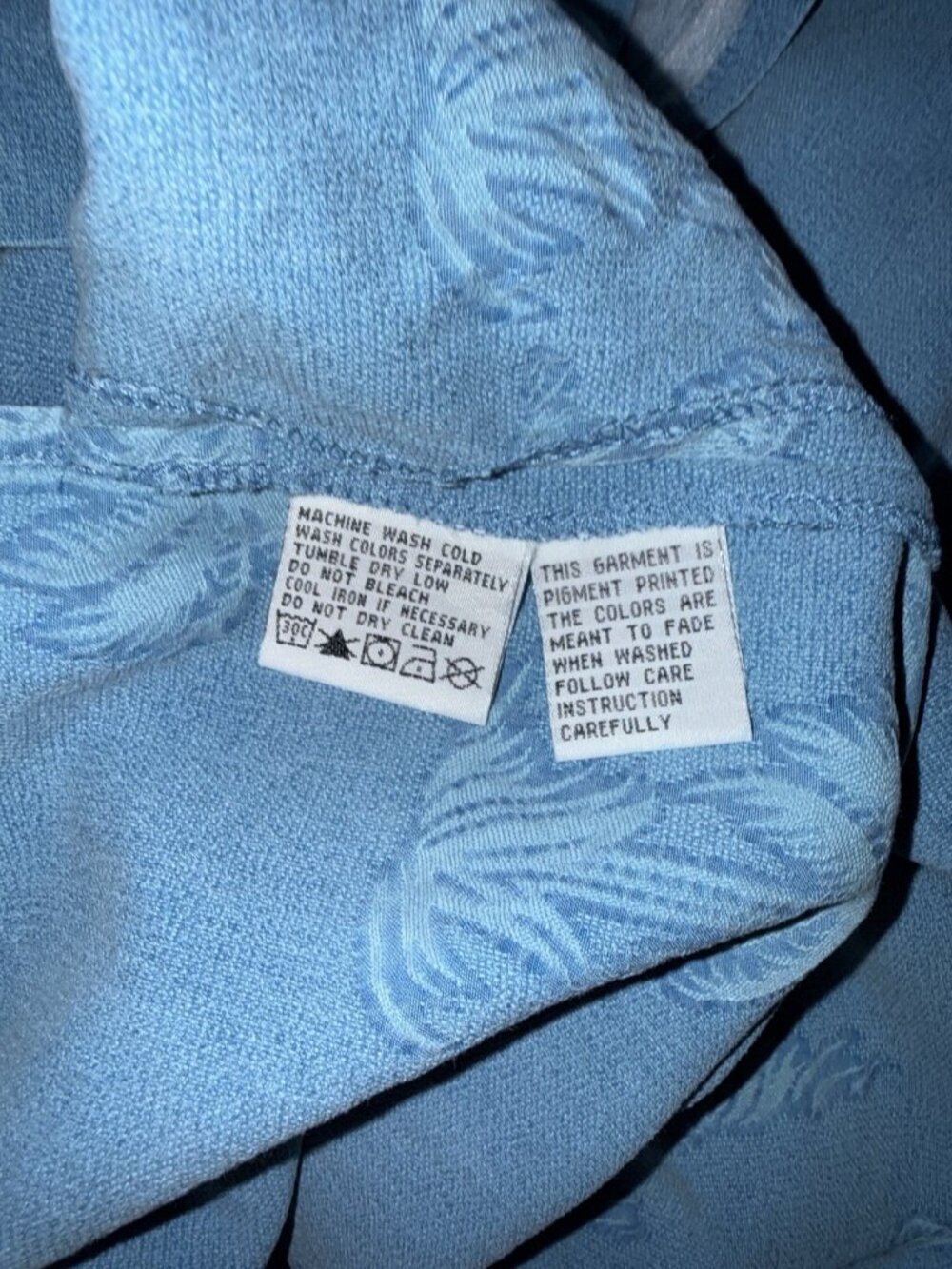 Tommy Bahama Silk Button Front Shirt Collar Palm Trees Print Mens XL XLarge Blue - Picture 6 of 6